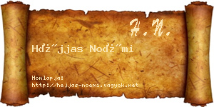 Héjjas Noémi névjegykártya