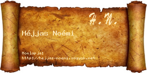 Héjjas Noémi névjegykártya